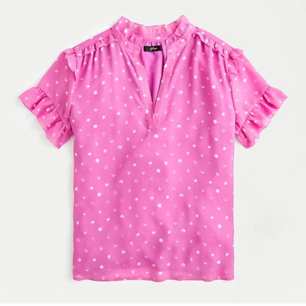 Short Sleeved Pink Ruffle Top